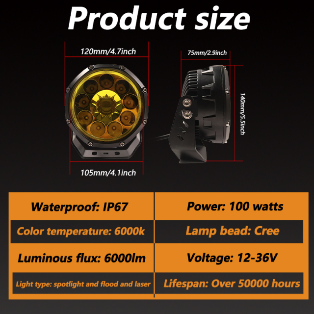 JOPOWER 12v Off-road Vehicle Driving Lights Laser for Jeep A pillar