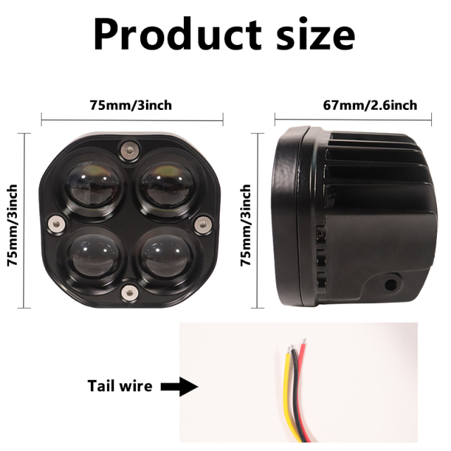 JOPOWER 3 inch 40W LED Pod Lights Yellow White Double Color Fog Light