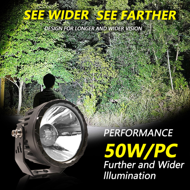 JOPOWER 50W 3.5 Inch White Yellow Led Fog Driving Pod Lights