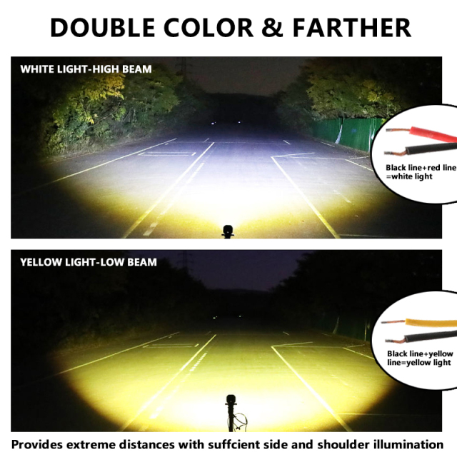 JOPOWER 3 inch 40W LED Pod Lights Yellow White Double Color Fog Light