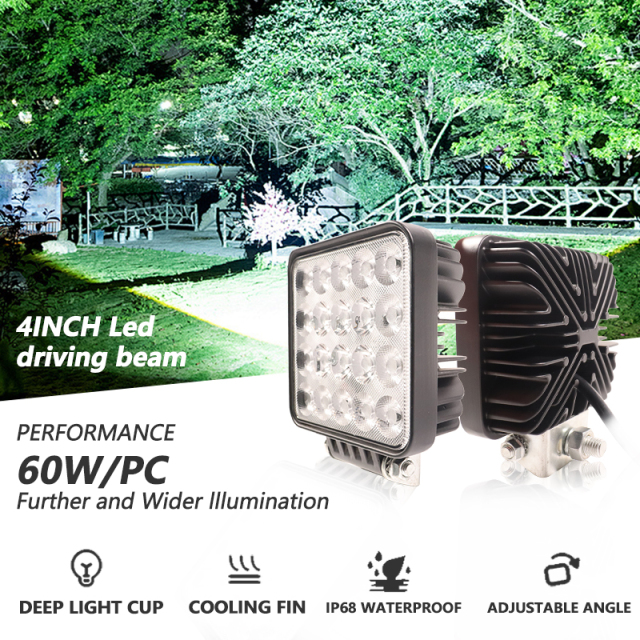 JOPOWER 4'' Round Flood Light Off Road Lights Fog Lights Off Road