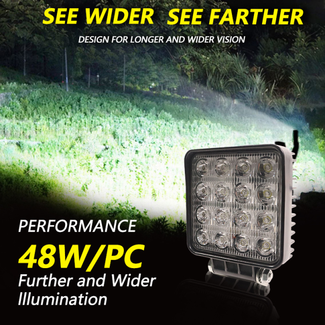 JOPOWER Work Led Light 4 Inch 48W Square Off Road Lights for Jeep