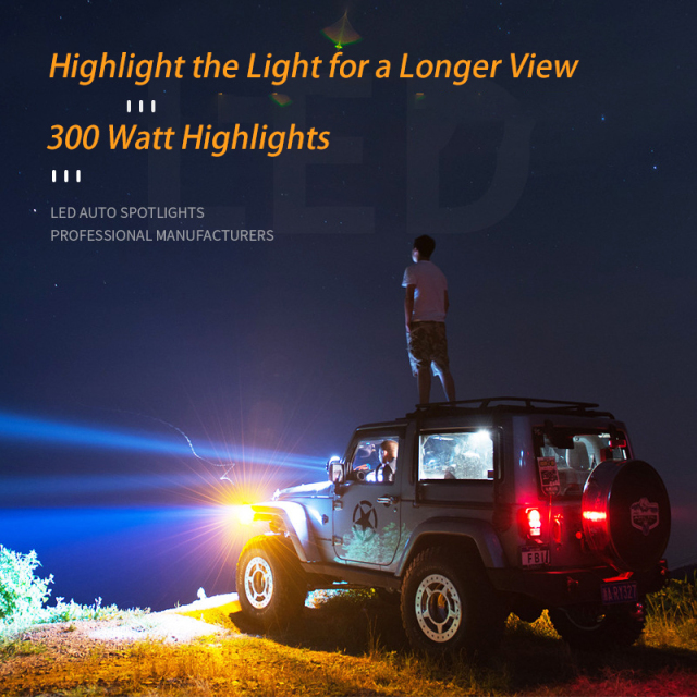 JOPOWER 4X4 off Road Spot Flood Dual Color White Amber LED Light Bar