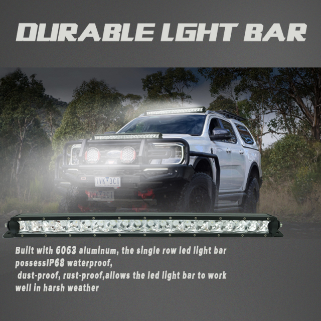 JOPOWER 22" Die Cast Aluminum Housing Single Row Straight Light Bar