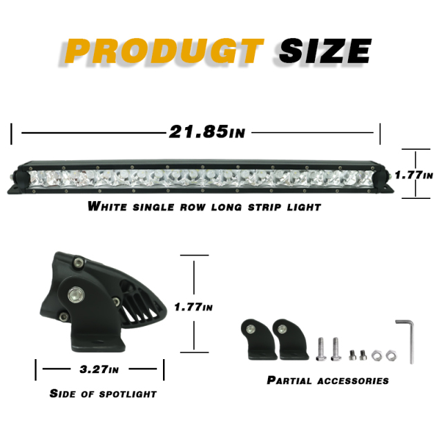 JOPOWER 22" Die Cast Aluminum Housing Single Row Straight Light Bar