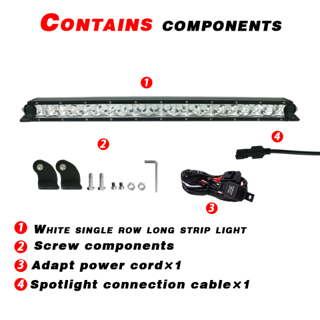 JOPOWER 22" Die Cast Aluminum Housing Single Row Straight Light Bar
