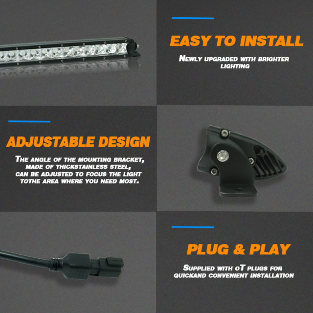JOPOWER 22" Die Cast Aluminum Housing Single Row Straight Light Bar