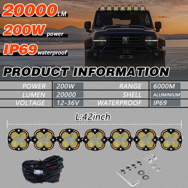 Super Bright Modular DRL LED Light Bar 22/42/52 Inch Offroad Roof Rack Driving Fog Spot Light for UTV Car 4x4 Offroad Vehicle