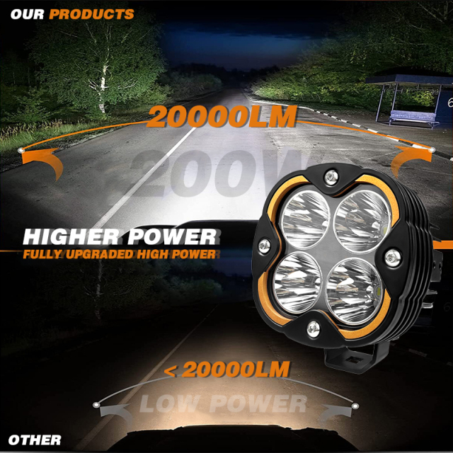 Off-road Vehicle Auxiliary Lighting 200W 20000 Lumen 5 Inch Led Fog/Driving Lights for Car Boat 4x4 Off-Road Truck Universal