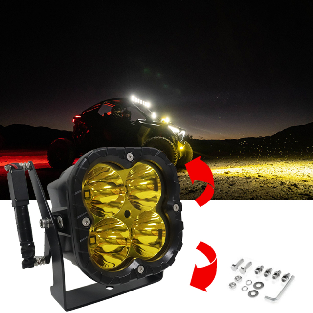 Custom 5 Inch 80w 24V LED Spotlight Rotating Adjustable Angle Tilting Off-road Auxiliary Driving Lights for SUV Offroad ATV UTV