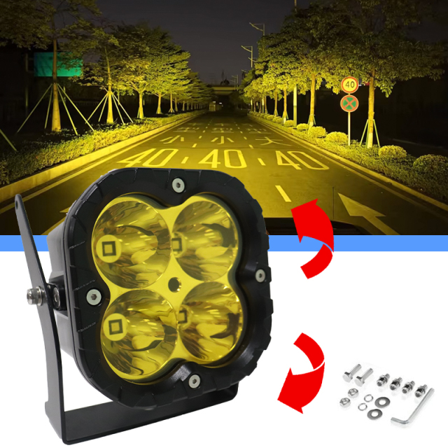 Custom 5 Inch 80w 24V LED Spotlight Rotating Adjustable Angle Tilting Off-road Auxiliary Driving Lights for SUV Offroad ATV UTV