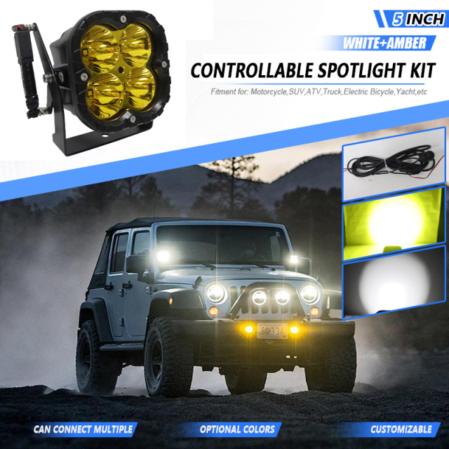 Custom 5 Inch 80w 24V LED Spotlight Rotating Adjustable Angle Tilting Off-road Auxiliary Driving Lights for SUV Offroad ATV UTV