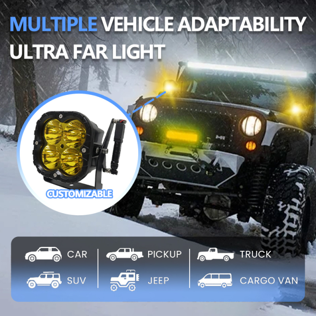 Custom 5 Inch 80w 24V LED Spotlight Rotating Adjustable Angle Tilting Off-road Auxiliary Driving Lights for SUV Offroad ATV UTV