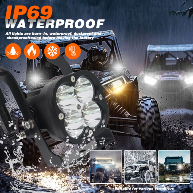 Custom 3.5 Inch Super Bright 80W up and Down Rotating Auxiliary LED Driving Fog Light Universal Fitment for SUV Offroad ATV UTV