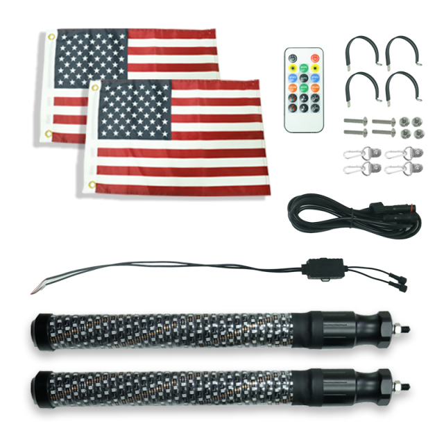 COB RGB LED Whip Flag Light Fat Whip 2.2inch Spiral APP Remote Control 12V for ATV UTV Truck