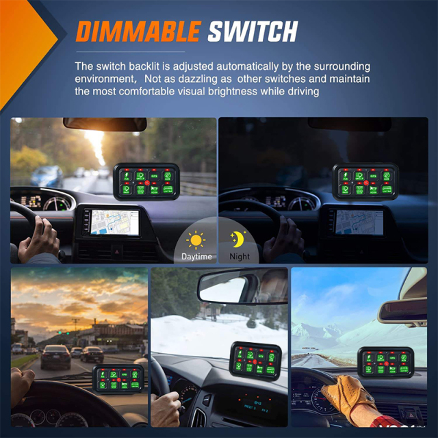 8-Gang Remote LED Control Panel for Off-Road SUV Truck 12 V/24 V Plug-In or Wireless Auto Switches
