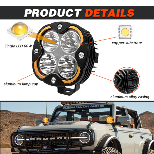 New Super Bright 200W 5 Inch LED Auxiliary Driving Offroad Light DRL 24V Offroad Fog Spot Light for Car Truck Pickup ATV UTV