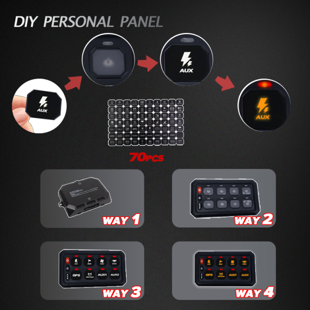 Universal 8 Gang Combination Switch with RGB and 60A Fuse-12-24V DC Off-Road Light Control for Jeep Truck SUV UTV