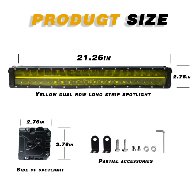 Car LED Spotlight Work Light Bar 2 Row Offroad Light Bars for SUV 4X4 Off Road Lada Niva Yellow LED Work Light Lamp