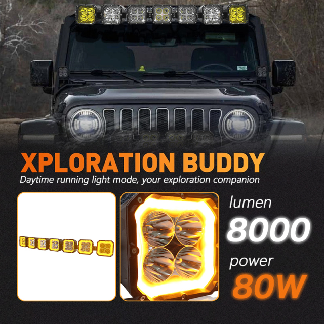 Customized Driving Light Pods Off-Road Linkable Roof Fog LED Light Bar Kit