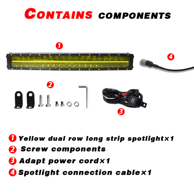 Car LED Spotlight Work Light Bar 2 Row Offroad Light Bars for SUV 4X4 Off Road Lada Niva Yellow LED Work Light Lamp