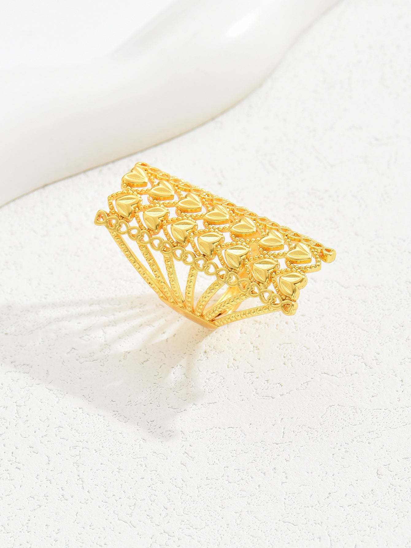 18K Gold Plated一件欧美时尚麦穗吉祥戒指开口女戒镂空结婚庆首饰品