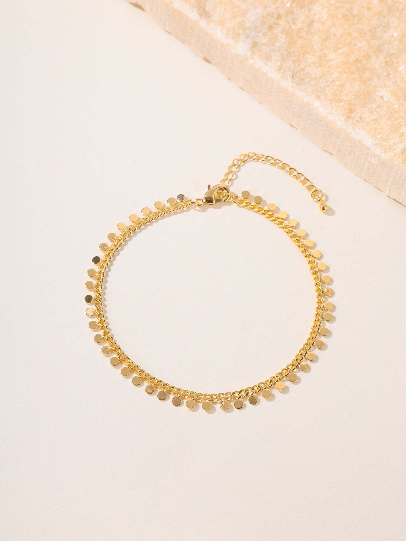 18K Gold Plated 一件时尚简约精致复古沙滩气质百搭可调节休闲通勤女士脚链