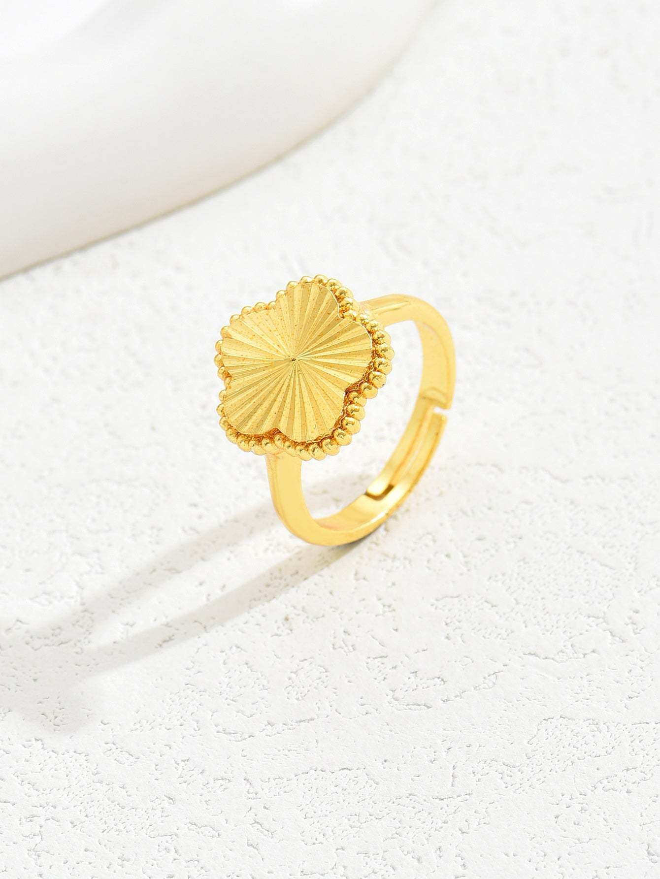 18K Gold Plated一件欧美时尚麦穗吉祥戒指开口女戒镂空结婚庆首饰品