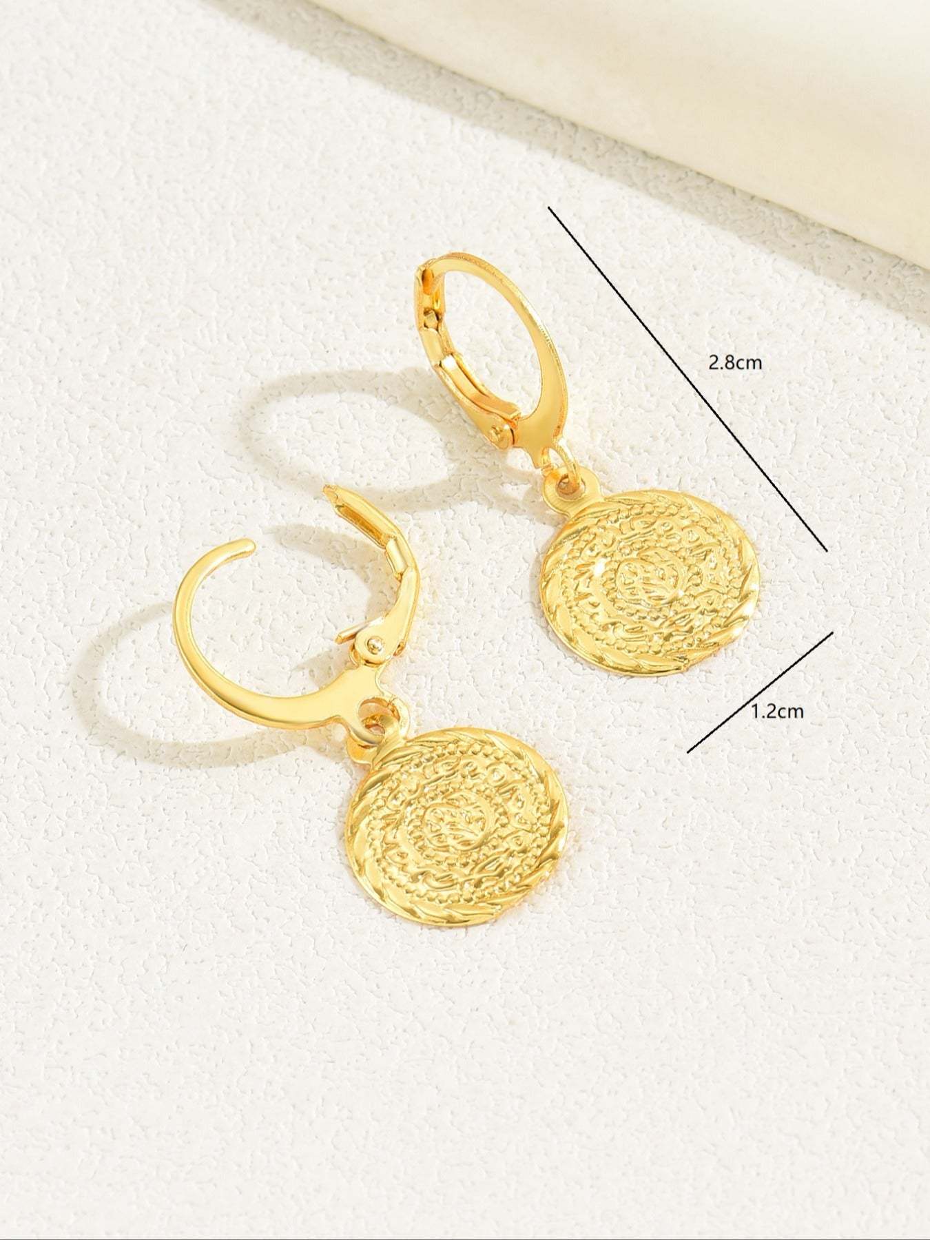 18K Gold Plated 一对时尚个性钱币女式耳环耳饰耳坠
