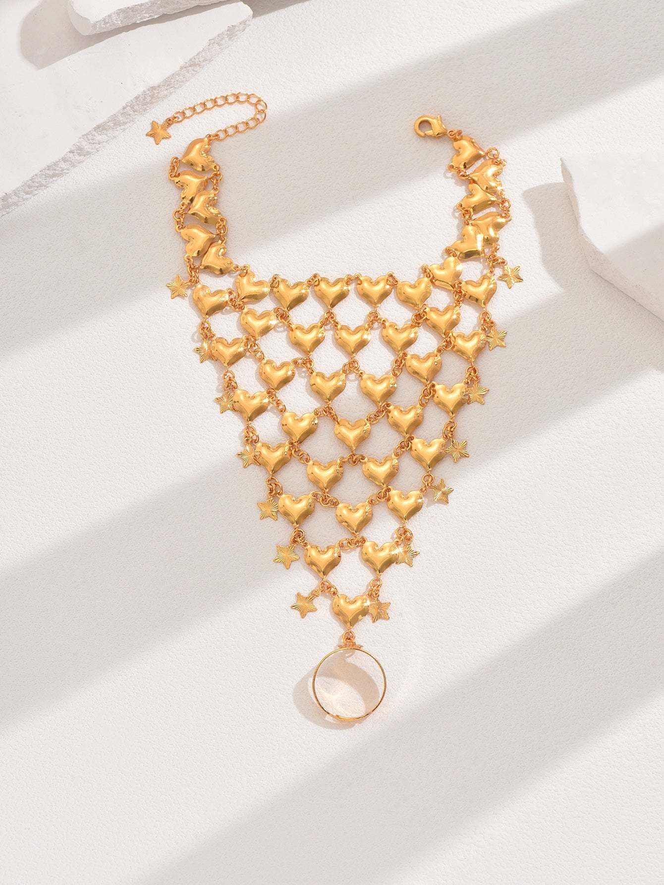 18K Gold Plated一件复古个性百搭通勤度假风镂空多层连指多款流苏手背女款手链