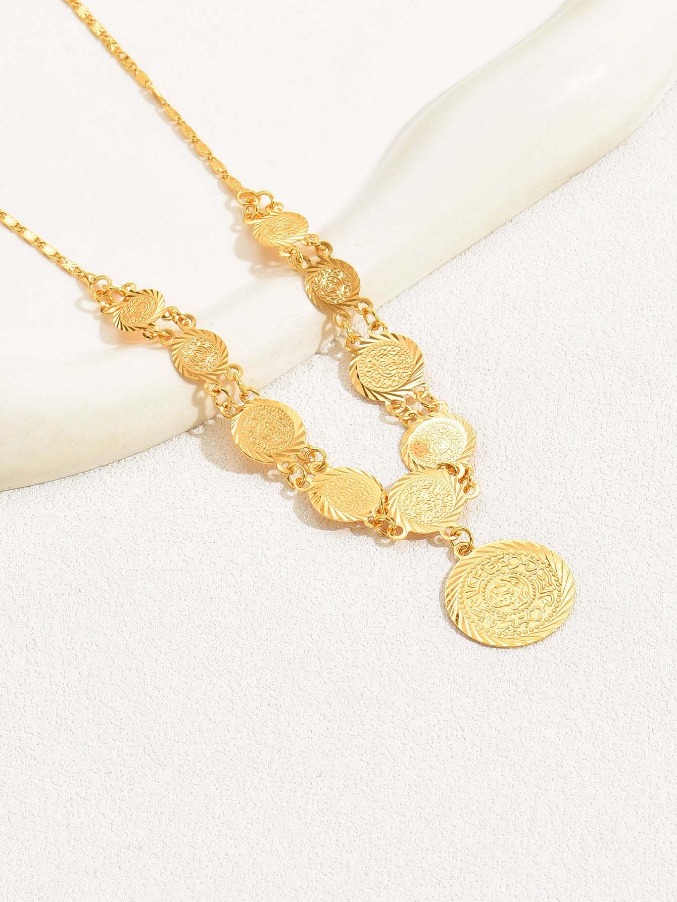 18K Gold Plated一件精美时尚百搭简约大气流苏 金属简洁钱币女款项链