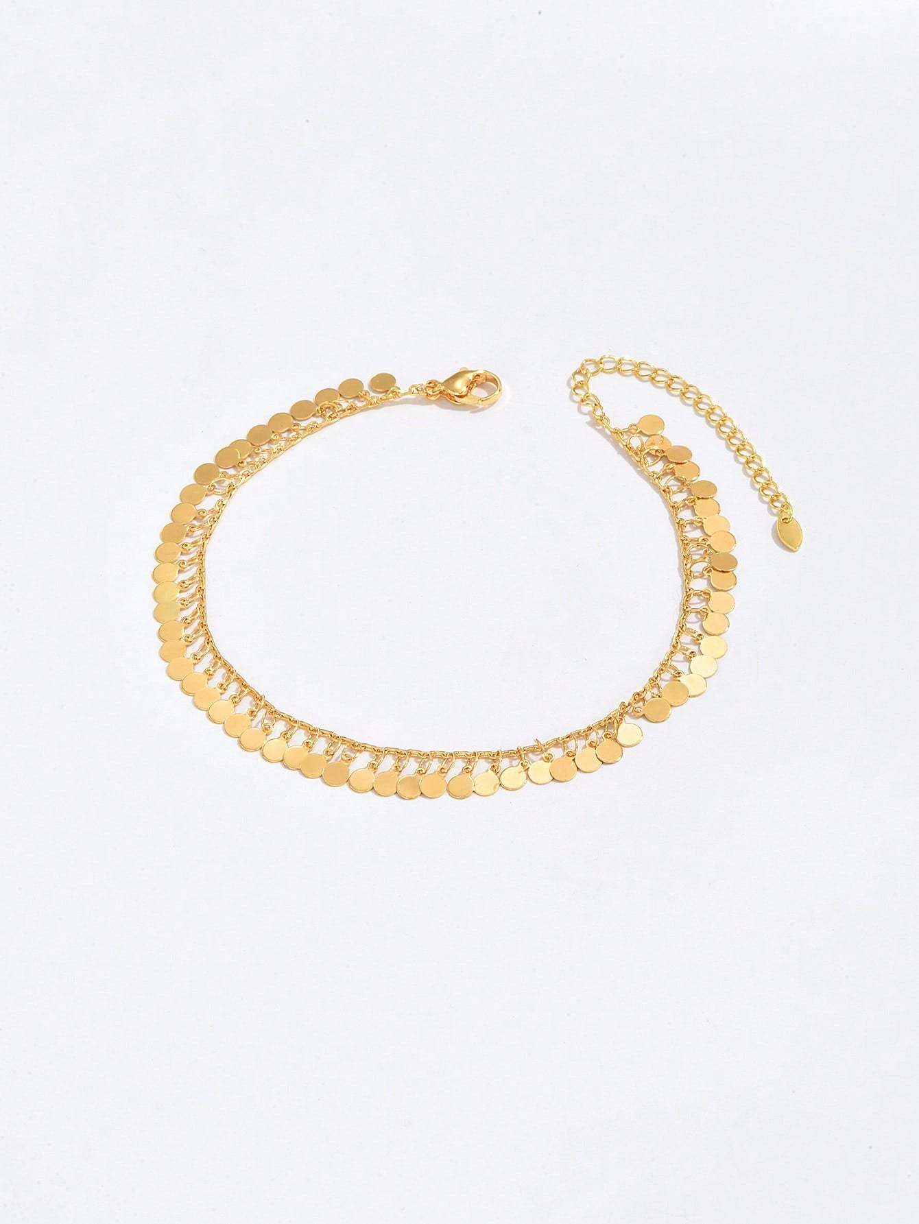 18K Gold Plated 一件时尚简约精致复古沙滩气质百搭可调节休闲通勤女士脚链