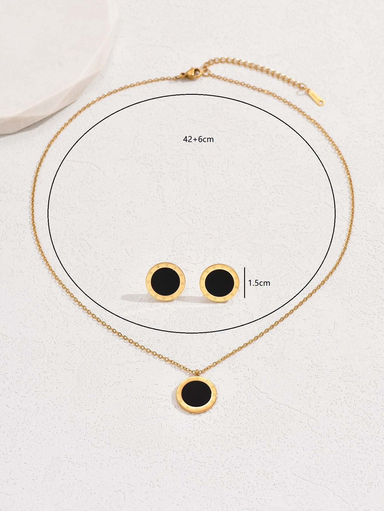 18K Gold Plated 三件套时尚个性简约锁骨项链高端创意轻奢首饰女款套装