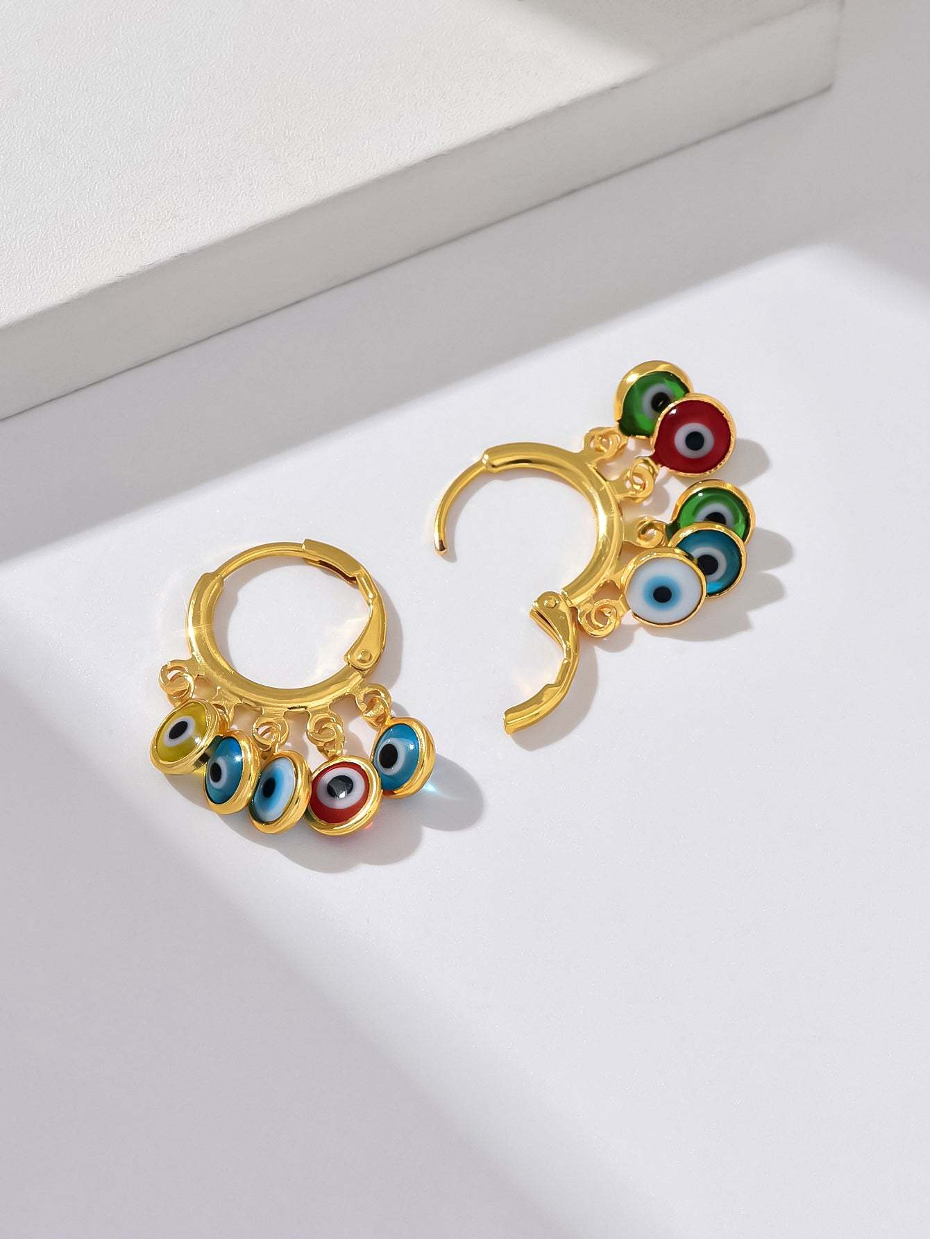 18K Gold Plated 一对时尚个性恶魔之眼耳环耳坠耳饰适合女士日常佩戴