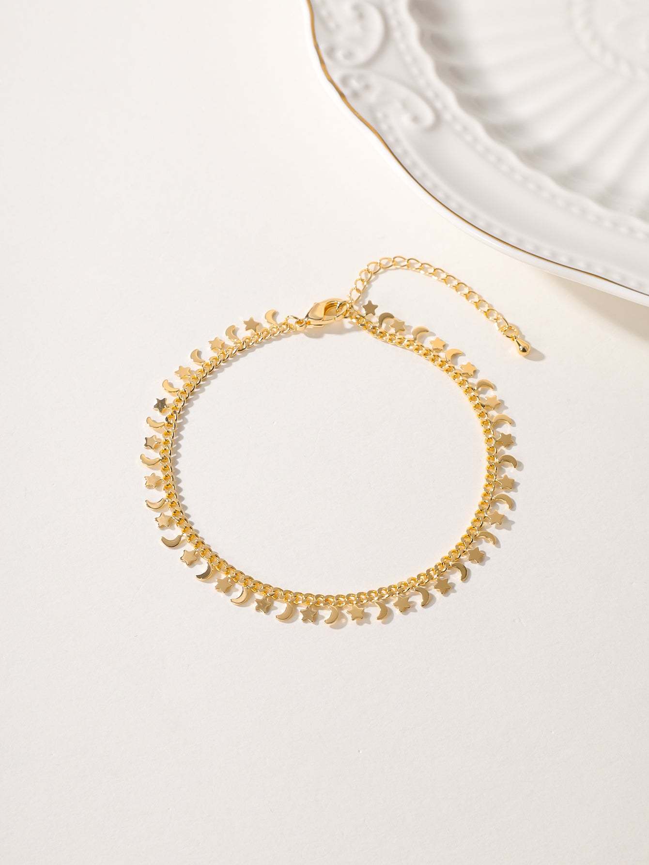 18K Gold Plated 一件时尚简约精致复古沙滩气质百搭可调节休闲通勤女士脚链