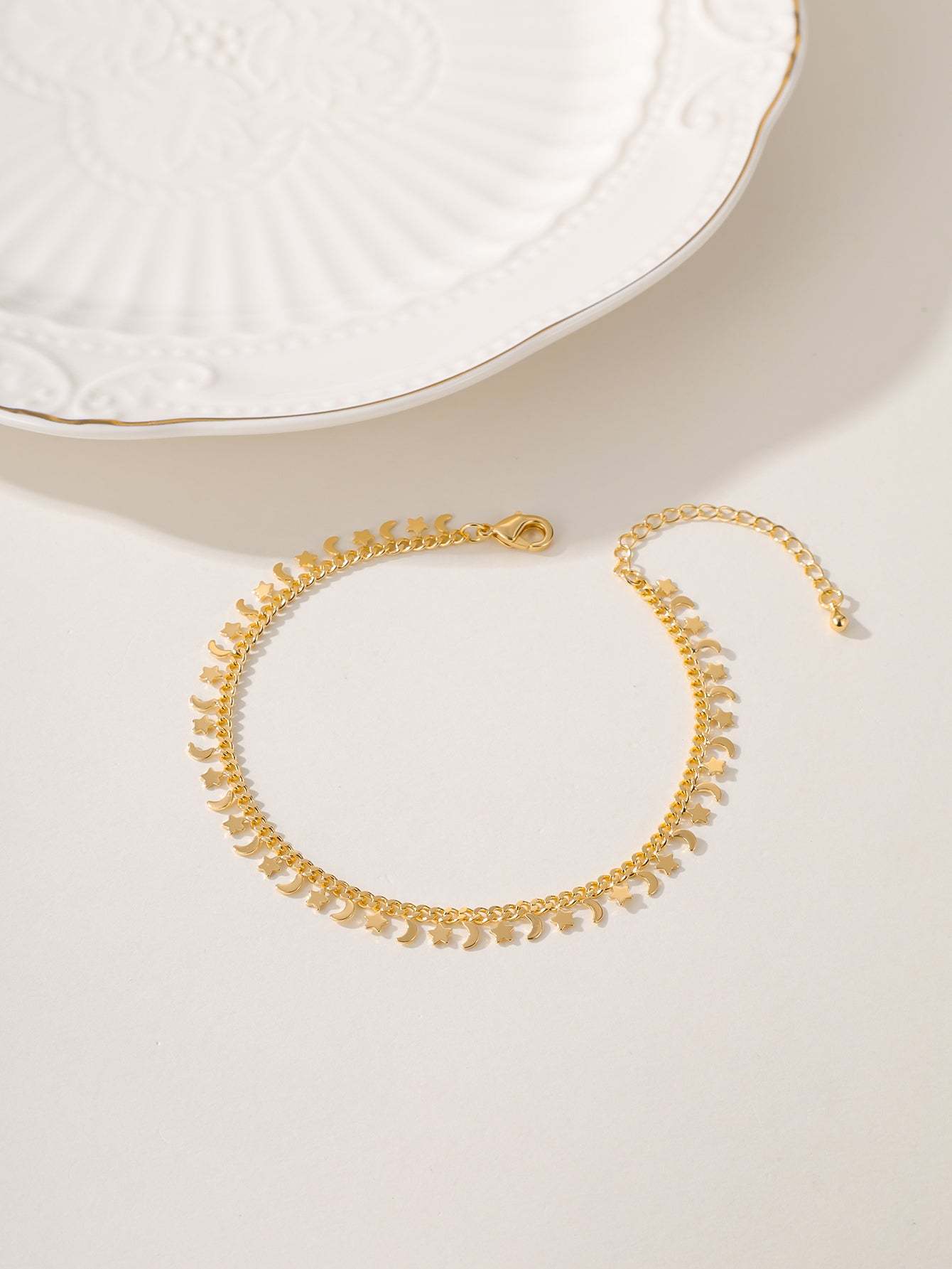 18K Gold Plated 一件时尚简约精致复古沙滩气质百搭可调节休闲通勤女士脚链