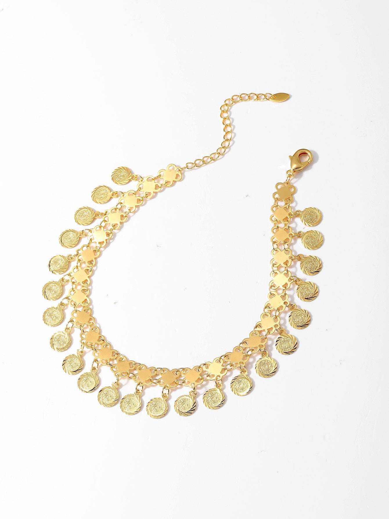 18K Gold Plated 1件时尚百搭简约大气流苏钱币女款脚链