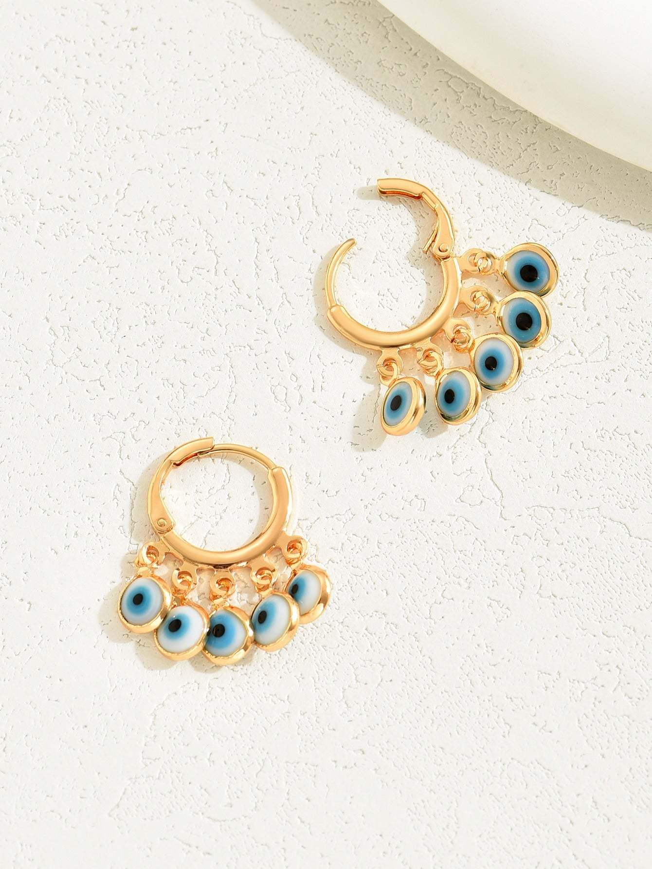 18K Gold Plated 一对时尚个性恶魔之眼耳环耳坠耳饰适合女士日常佩戴