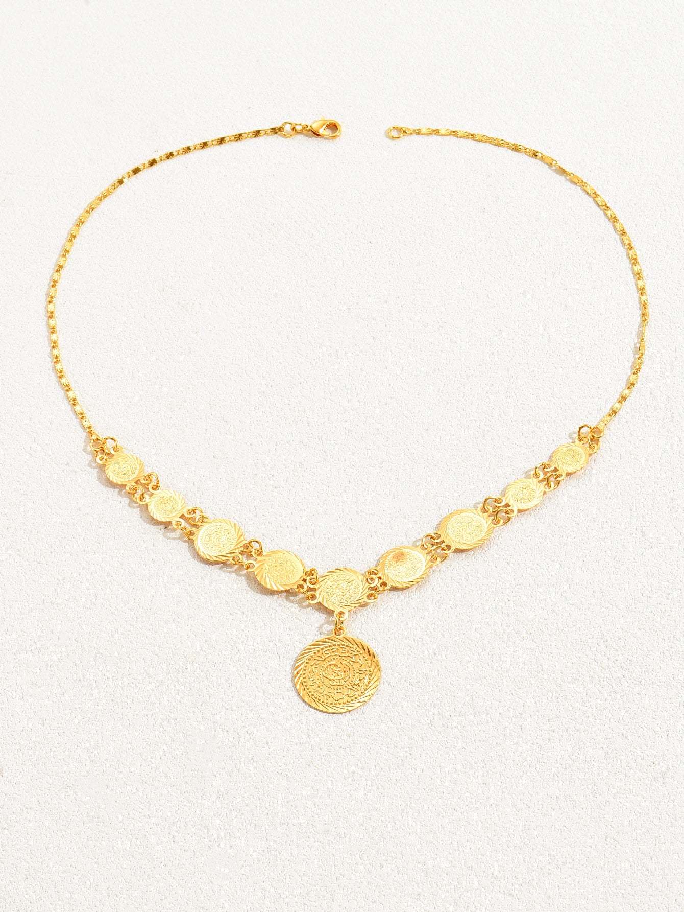 18K Gold Plated一件精美时尚百搭简约大气流苏 金属简洁钱币女款项链