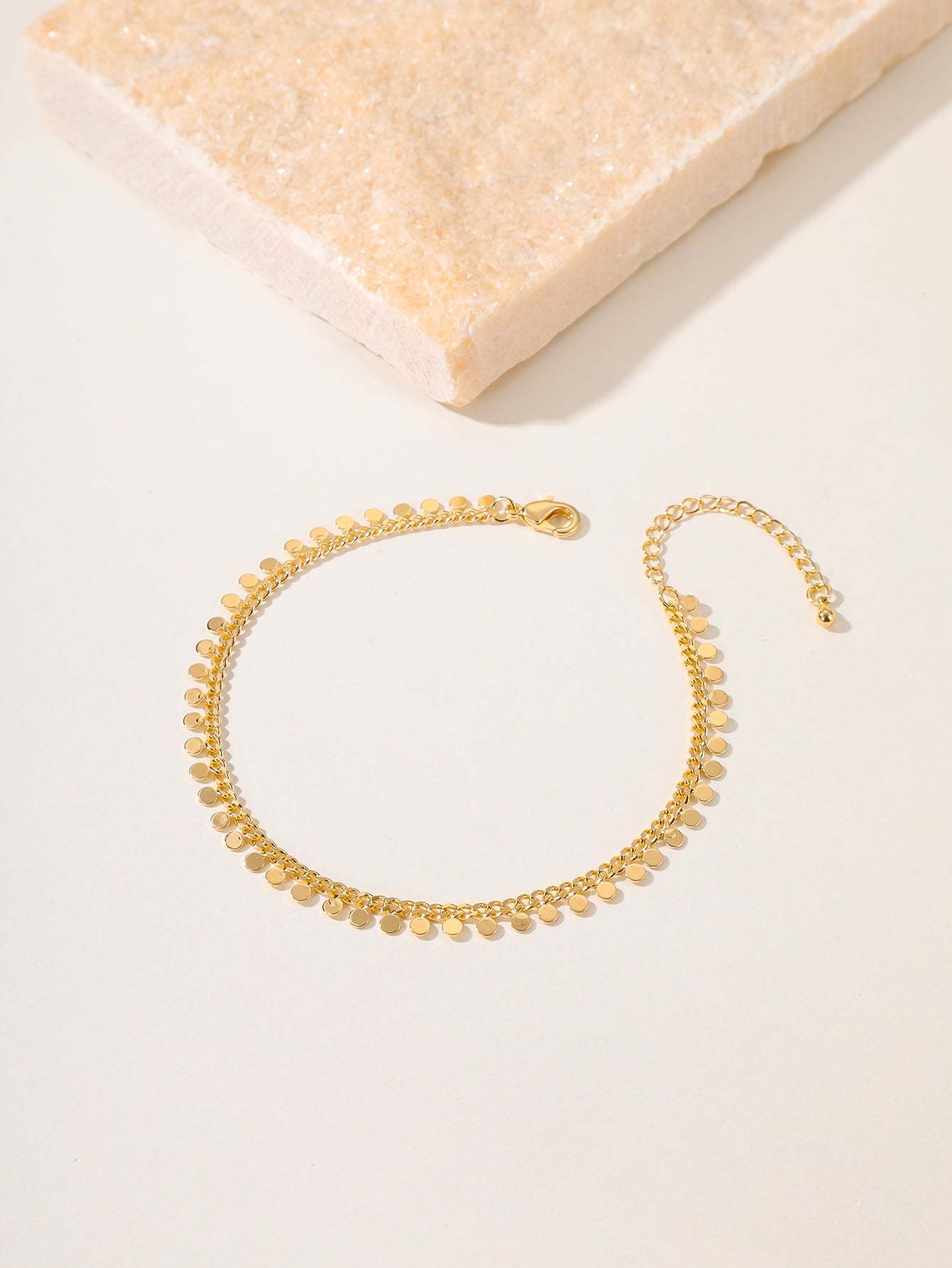 18K Gold Plated 一件时尚简约精致复古沙滩气质百搭可调节休闲通勤女士脚链