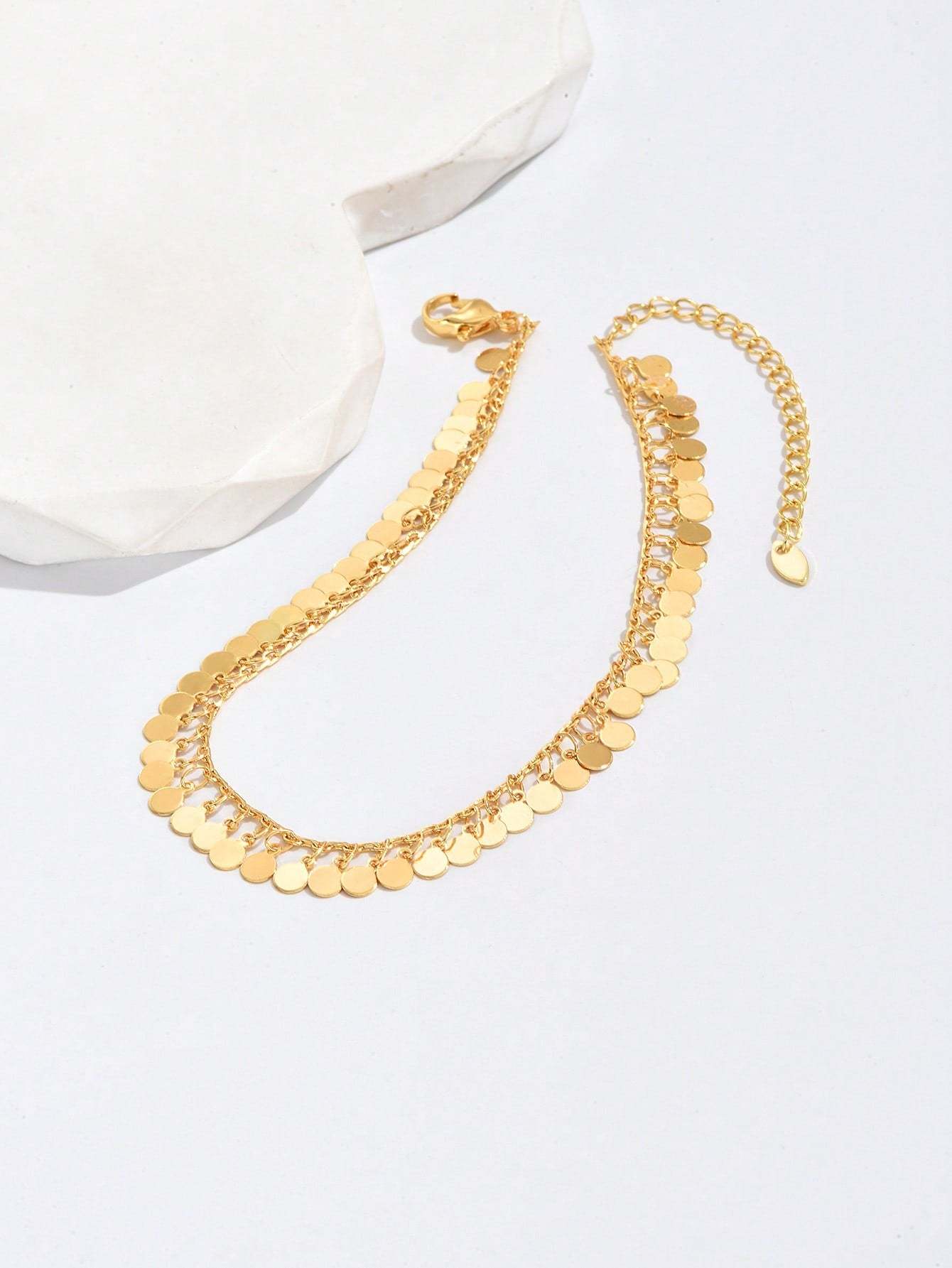 18K Gold Plated 一件时尚简约精致复古沙滩气质百搭可调节休闲通勤女士脚链