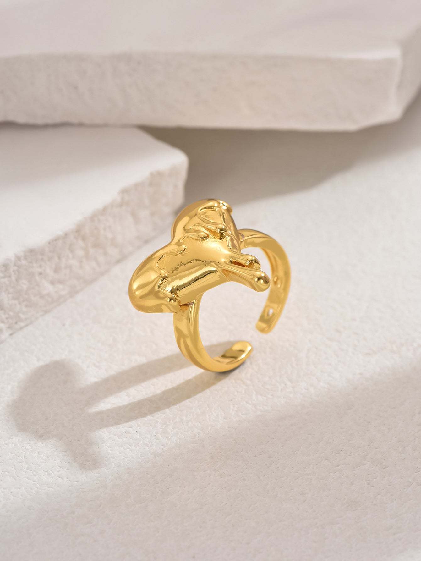 18K Gold Plated一件欧美时尚大气精致奢华吉祥戒指开口女戒镂空首饰品