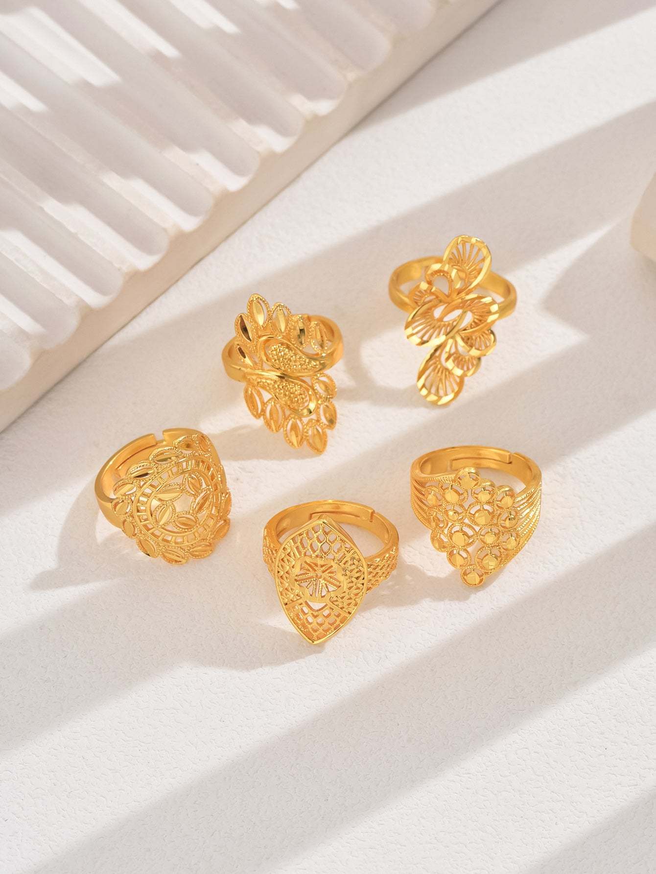 18K Gold Plated一件欧美时尚经典麦穗吉祥戒指开口女戒镂空结婚庆首饰品