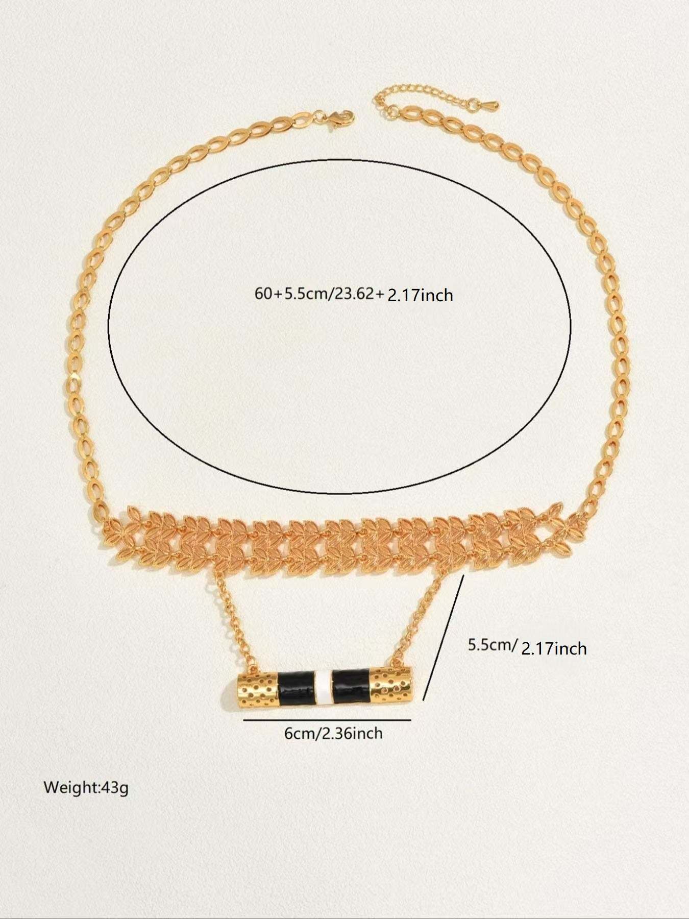 18K Gold Plated一件时尚百搭精致简约大气复古金属女款吊坠项链