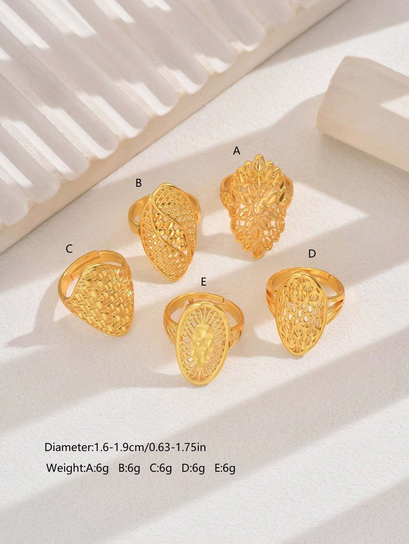 18K Gold Plated一件欧美时尚大气精致奢华吉祥戒指开口女戒镂空结婚庆首饰品