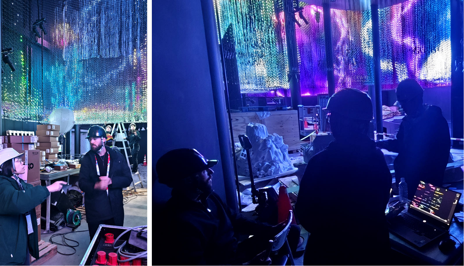 on-site lighting testing for France Pavilion project