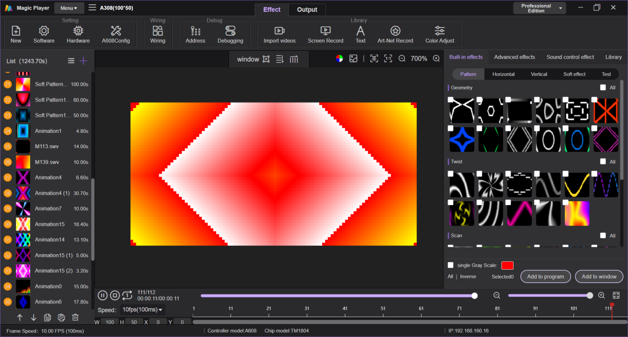 Magic Player LED effect design interface