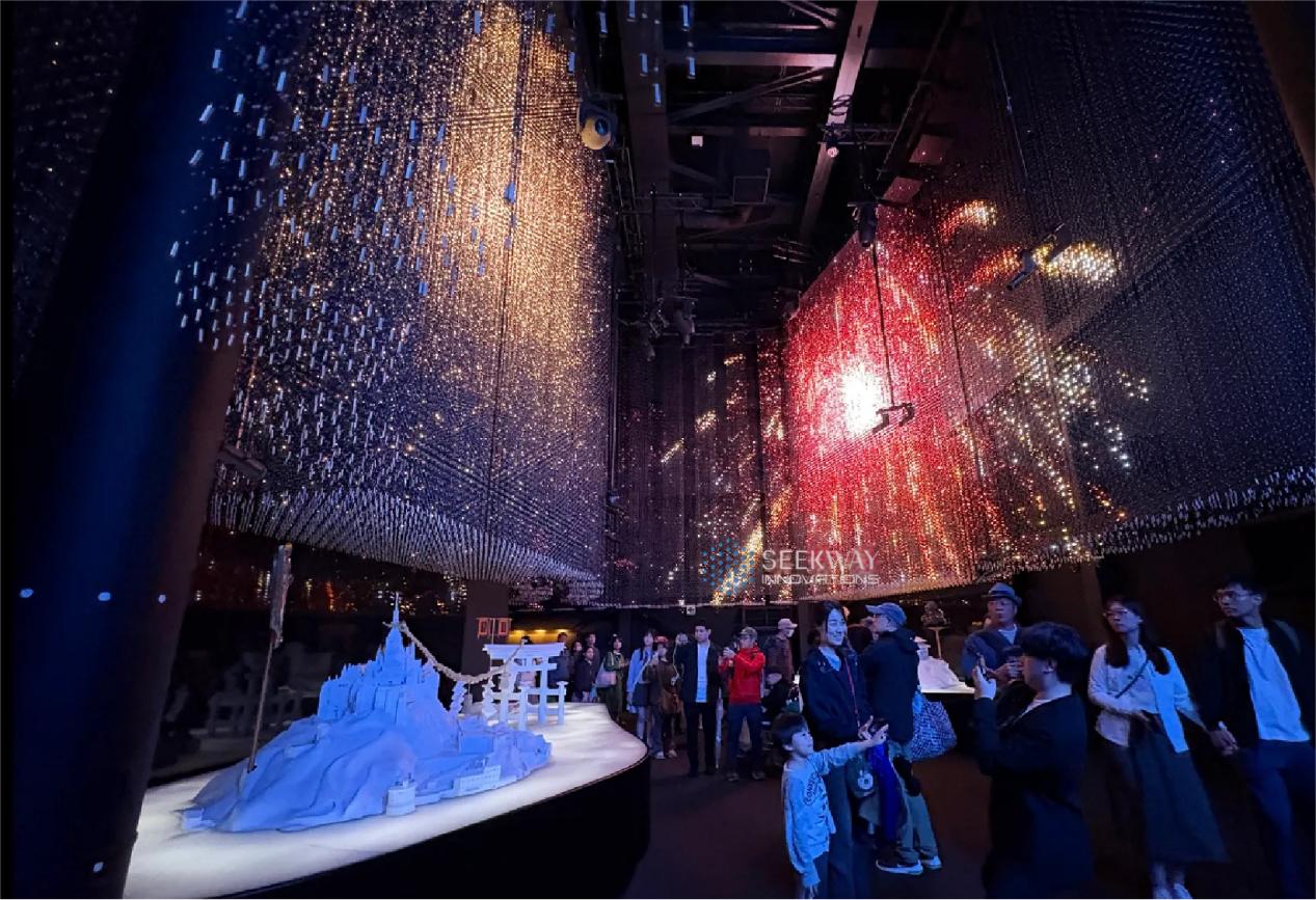 3D volumetric LED art installation at Osaka Expo France Pavilion, creating immersive visual experience