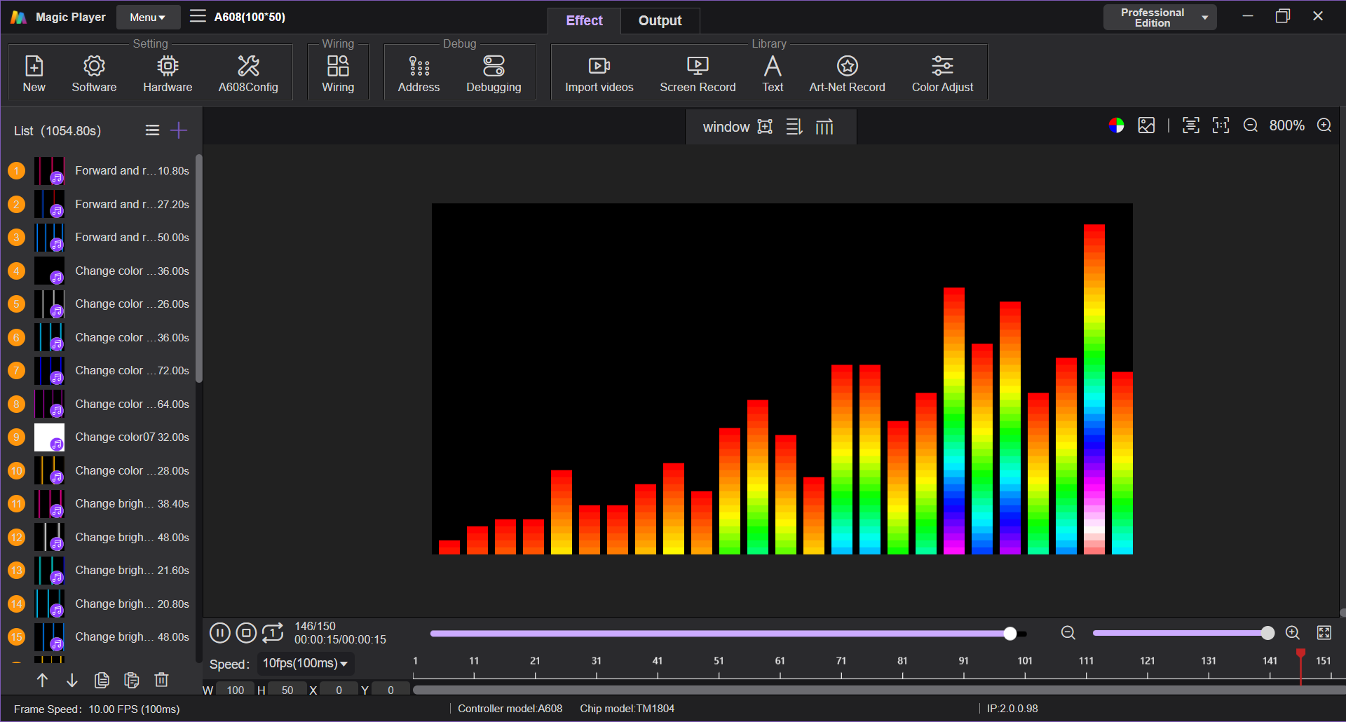 Seekway Magic Player software for A608 LED controller, editing music-sync LED lighting effects