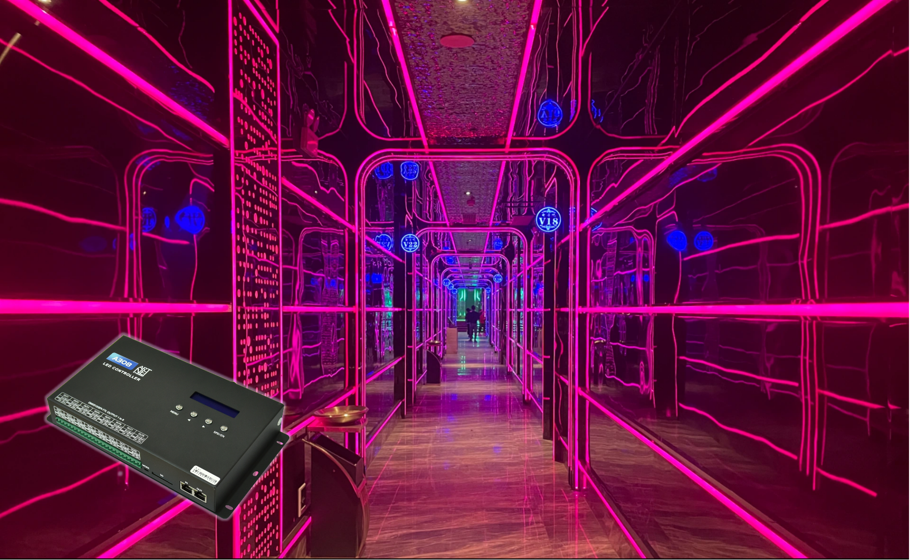 KTV lighting with A608 Art-Net controller, immersive ambiance